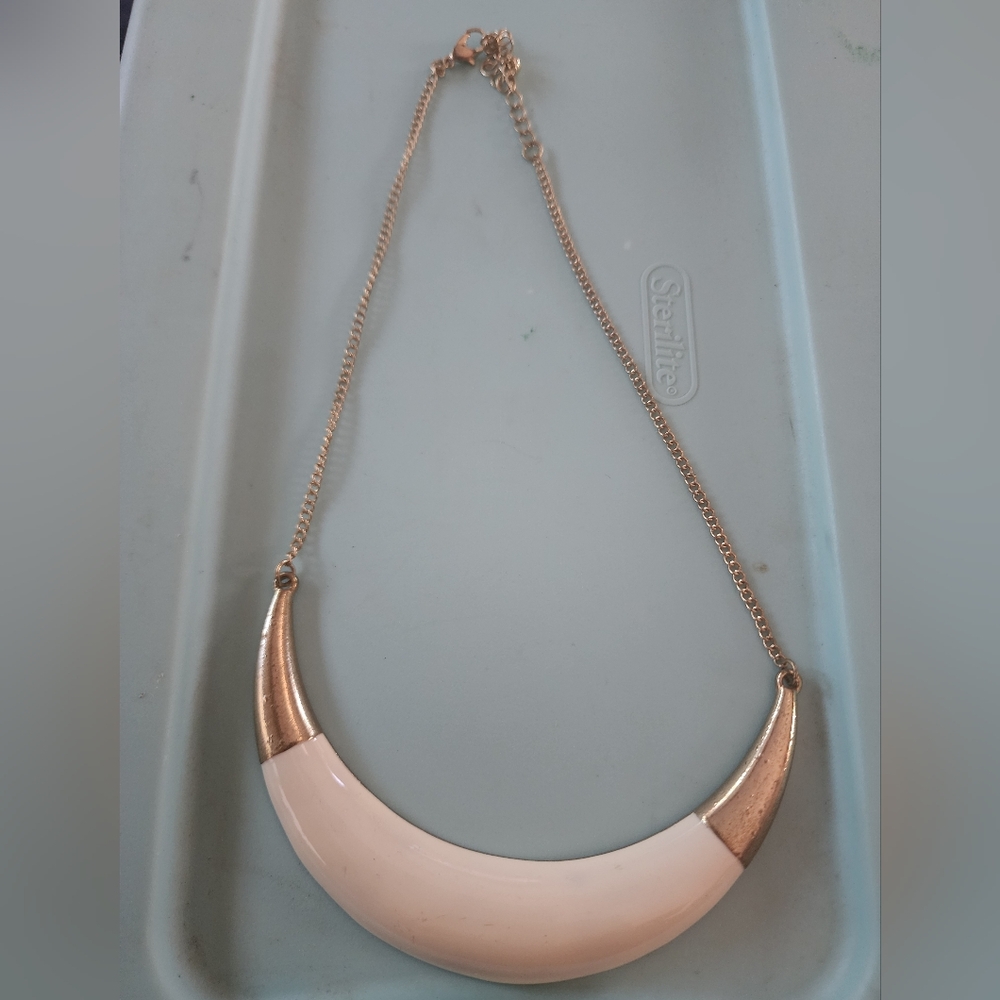 Elegant Gold and White Crescent Necklace